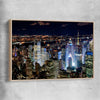 New York Glow raw oak framed canvas is a high quality print in our city skyline, travel prints and maps collection
