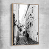 Paris Alley raw oak framed canvas is a high quality print in our city skyline, travel prints and maps collection