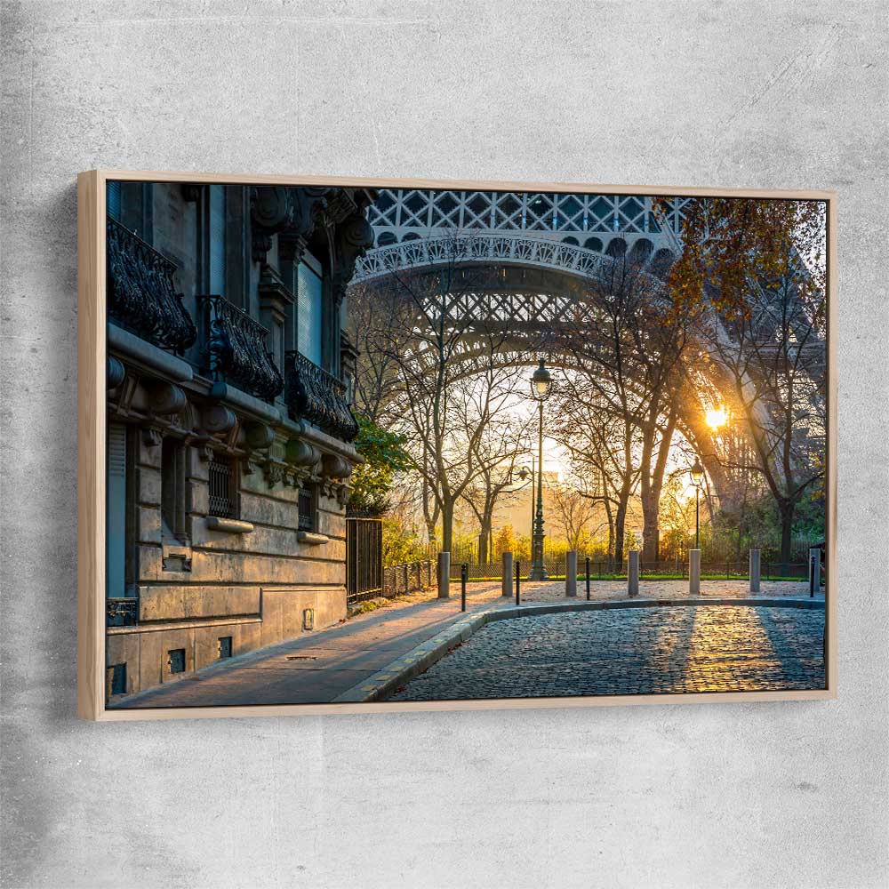 Paris Evening Light raw oak framed canvas is a high quality print in our city skyline, travel prints and maps collection