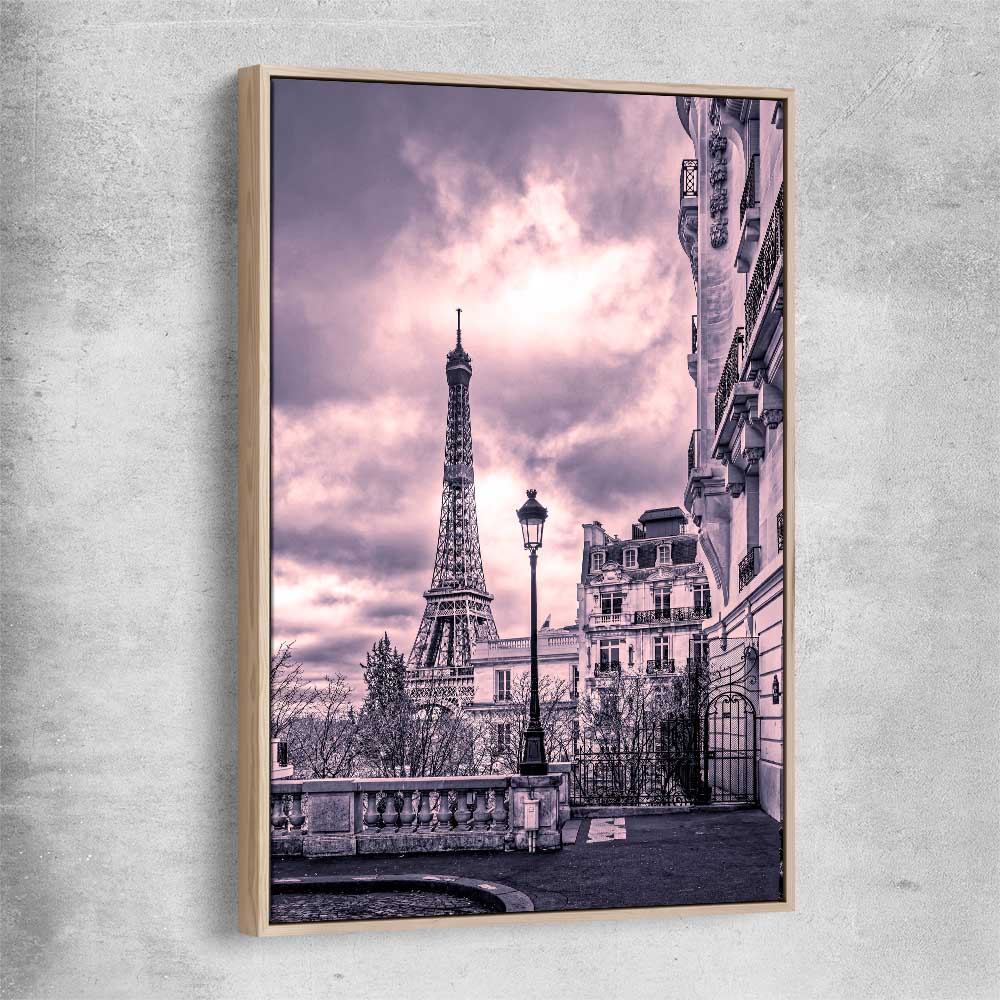 Paris Skyline Noir raw oak framed canvas is a high quality print in our city skyline, travel prints and maps collection