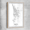 Perth City raw oak framed canvas is a high quality print in our city skyline, travel prints and maps collection