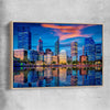 Perth Skyline Sunset raw oak framed canvas is a high quality print in our city skyline, travel prints and maps collection