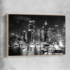Sydney Night Skyline raw oak framed canvas is a high quality print in our city skyline, travel prints and maps collection