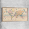Vintage Map Colour raw oak framed canvas is a high quality print in our city skyline, travel prints and maps collection