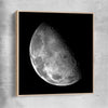 Space prints and wall art of The Moon with raw oak framed canvas
