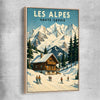 Les Alpes raw oak framed canvas is a high quality print in our city skyline, travel prints and maps collection