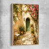 Sunlit Courtyard raw oak framed canvas is a high quality print in our city skyline, travel prints and maps collection