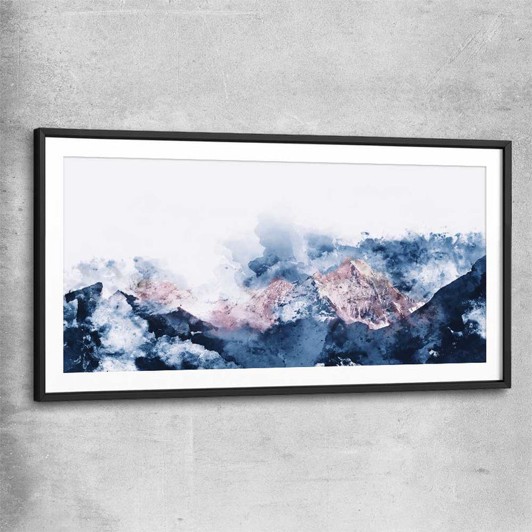 Abstract Mountains black glass front frame - part of our high quality canvas abstract wall art collection