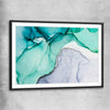 Aqua Blue black glass front frame - part of our high quality canvas abstract wall art collection