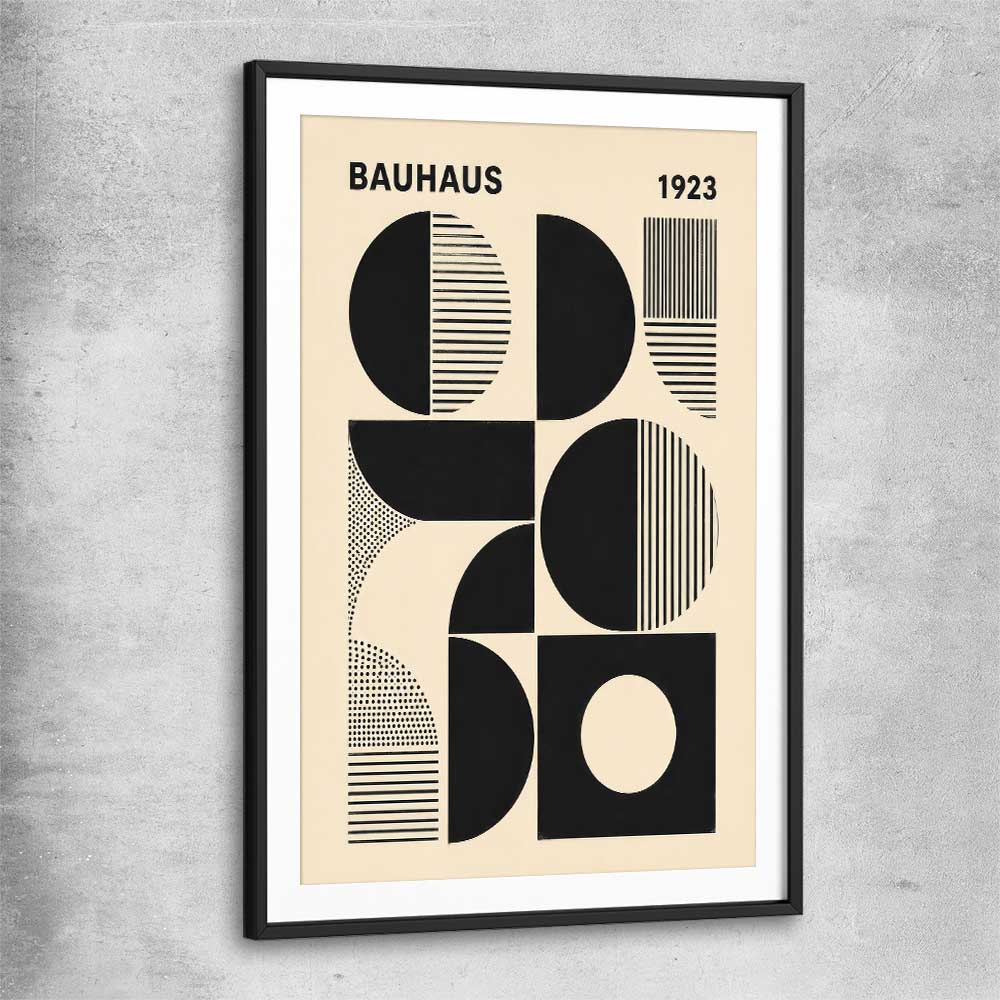 Bauhaus Forms black glass front frame - part of our high quality canvas abstract wall art collection