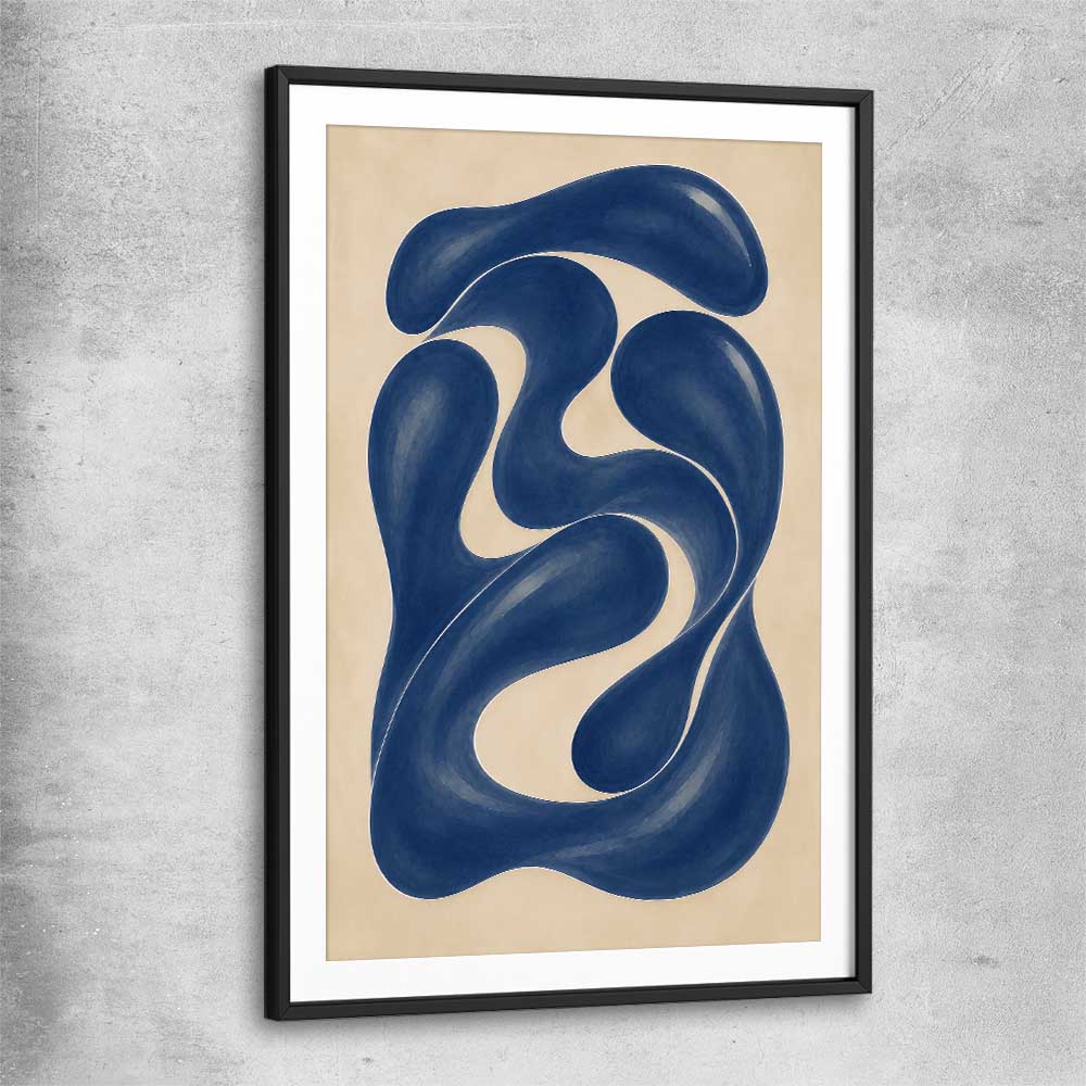Cobalt Forms II black glass front frame - part of our high quality canvas abstract wall art collection