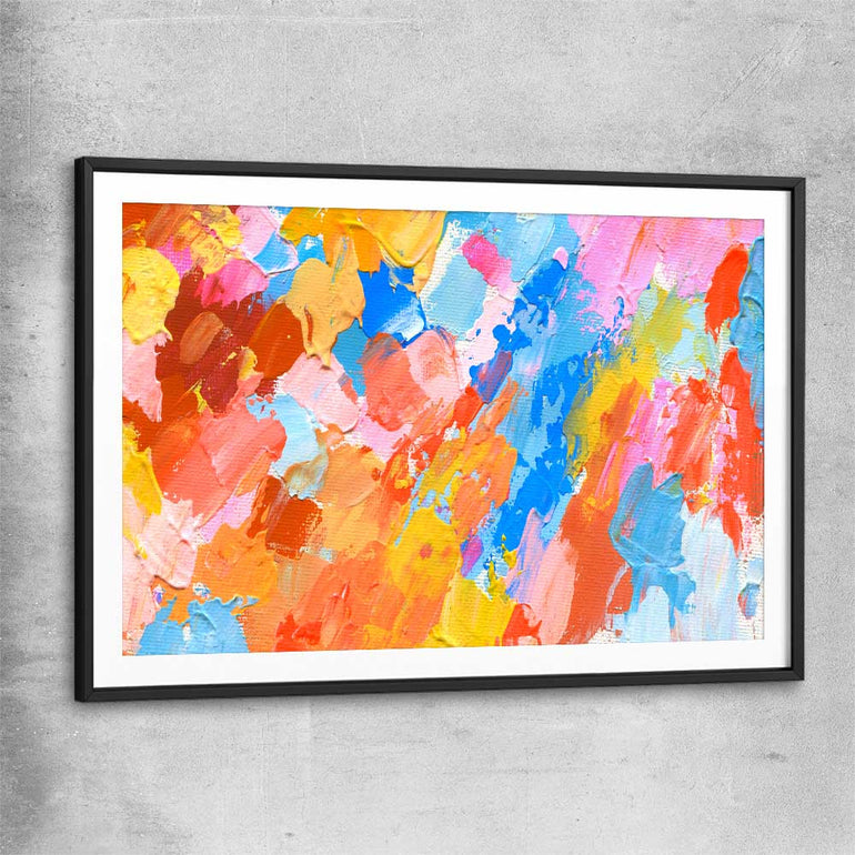 Colour Rays black glass front frame - part of our high quality canvas abstract wall art collection