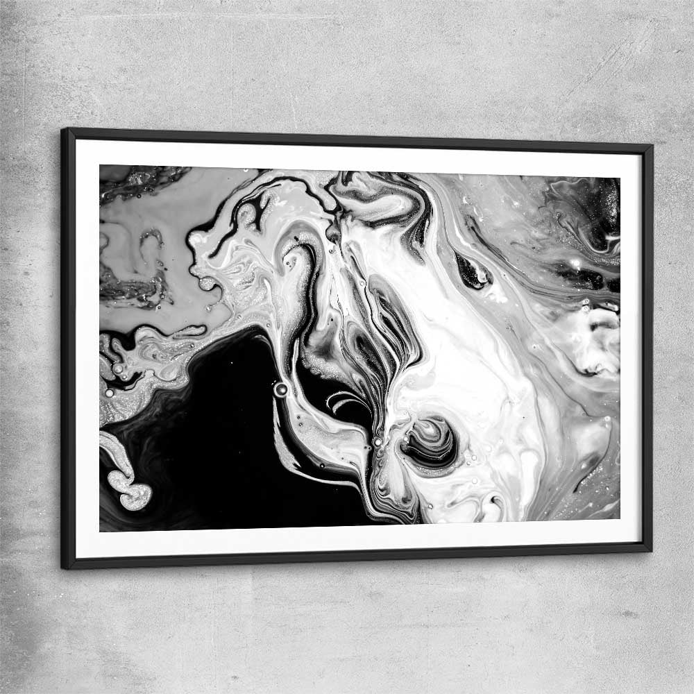 Darkened Swirls black glass front frame - part of our high quality canvas abstract wall art collection