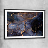 Deep Blue Veins black glass front frame - part of our high quality canvas abstract wall art collection