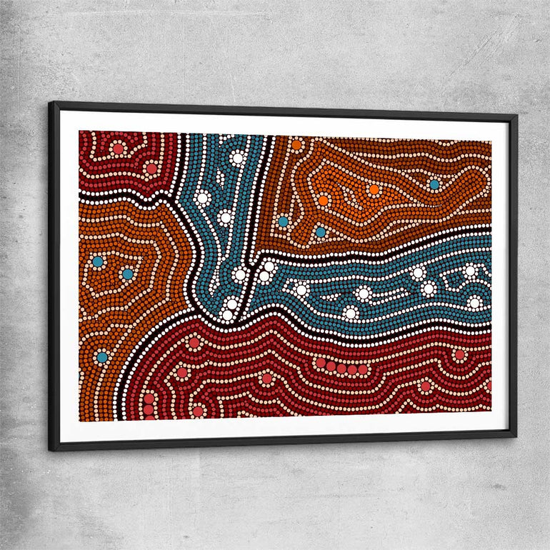 Dots of Night black glass front frame - part of our high quality canvas abstract wall art collection