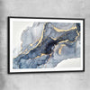 Drifting Blues black glass front frame - part of our high quality canvas abstract wall art collection