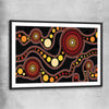 Earthen Colour Dots black glass front frame - part of our high quality canvas abstract wall art collection