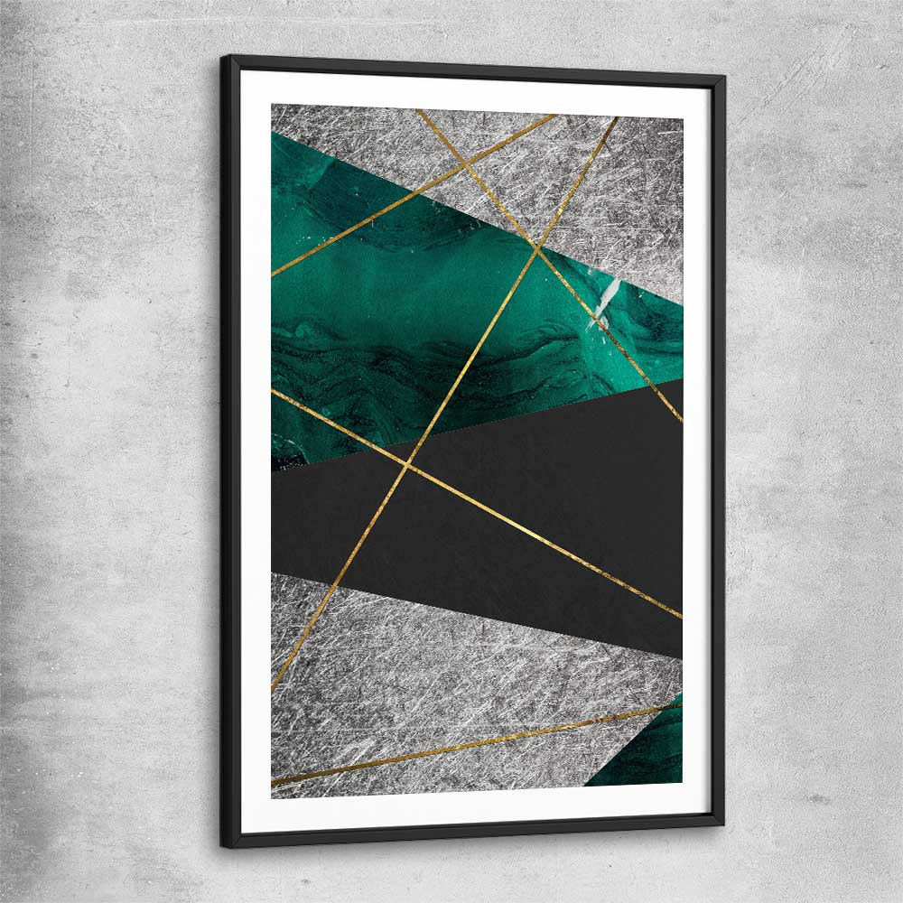 Emerald Gloss black glass front frame - part of our high quality canvas abstract wall art collection