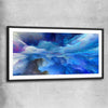 Emerging Blue Energy black glass front frame - part of our high quality canvas abstract wall art collection
