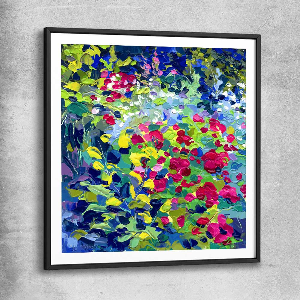Flourished Dots black glass front frame - part of our high quality canvas abstract wall art collection