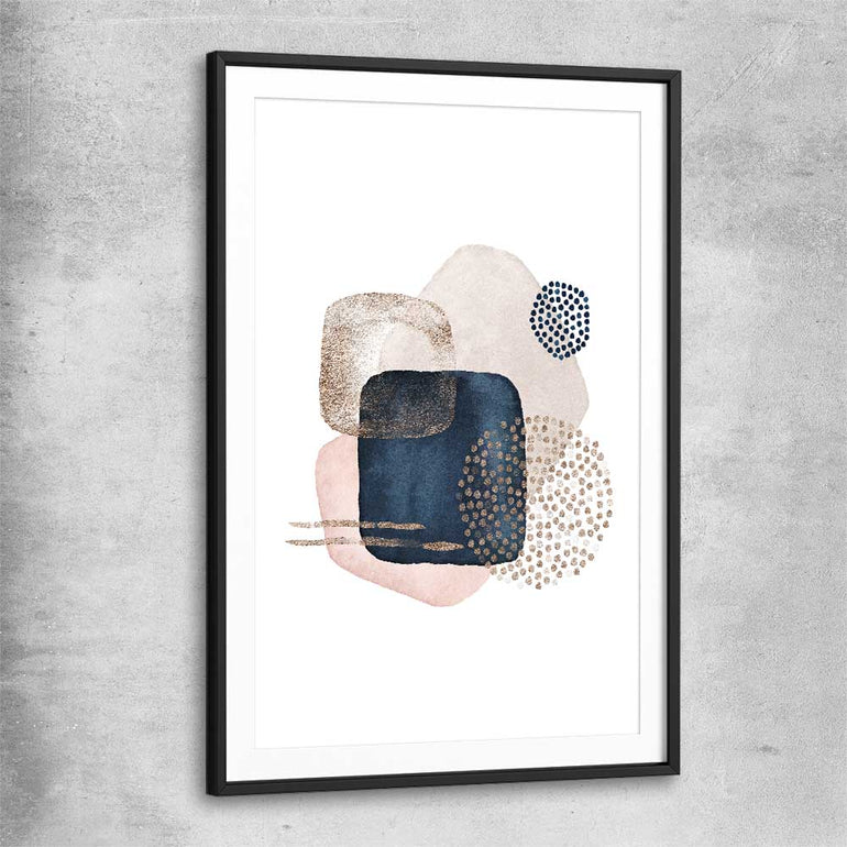 Geometric Dots black glass front frame - part of our high quality canvas abstract wall art collection