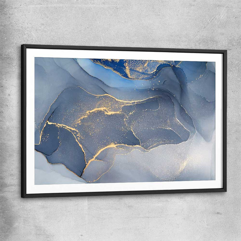 Golden Marble black glass front frame - part of our high quality canvas abstract wall art collection