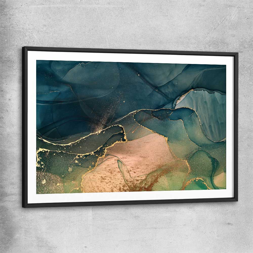 Golden Mist black glass front frame - part of our high quality canvas abstract wall art collection