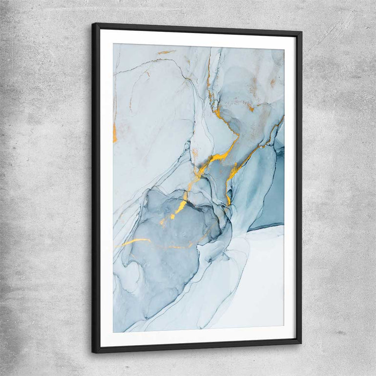 Golden Veins One black glass front frame - part of our high quality canvas abstract wall art collection