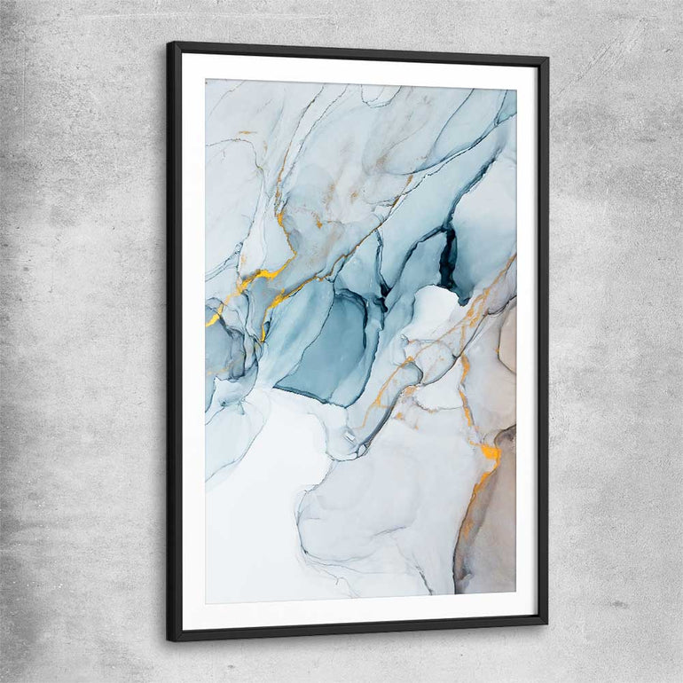 Golden Veins Two black glass front frame - part of our high quality canvas abstract wall art collection