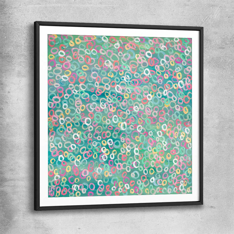 Healthy Molecules black glass front frame - part of our high quality canvas abstract wall art collection