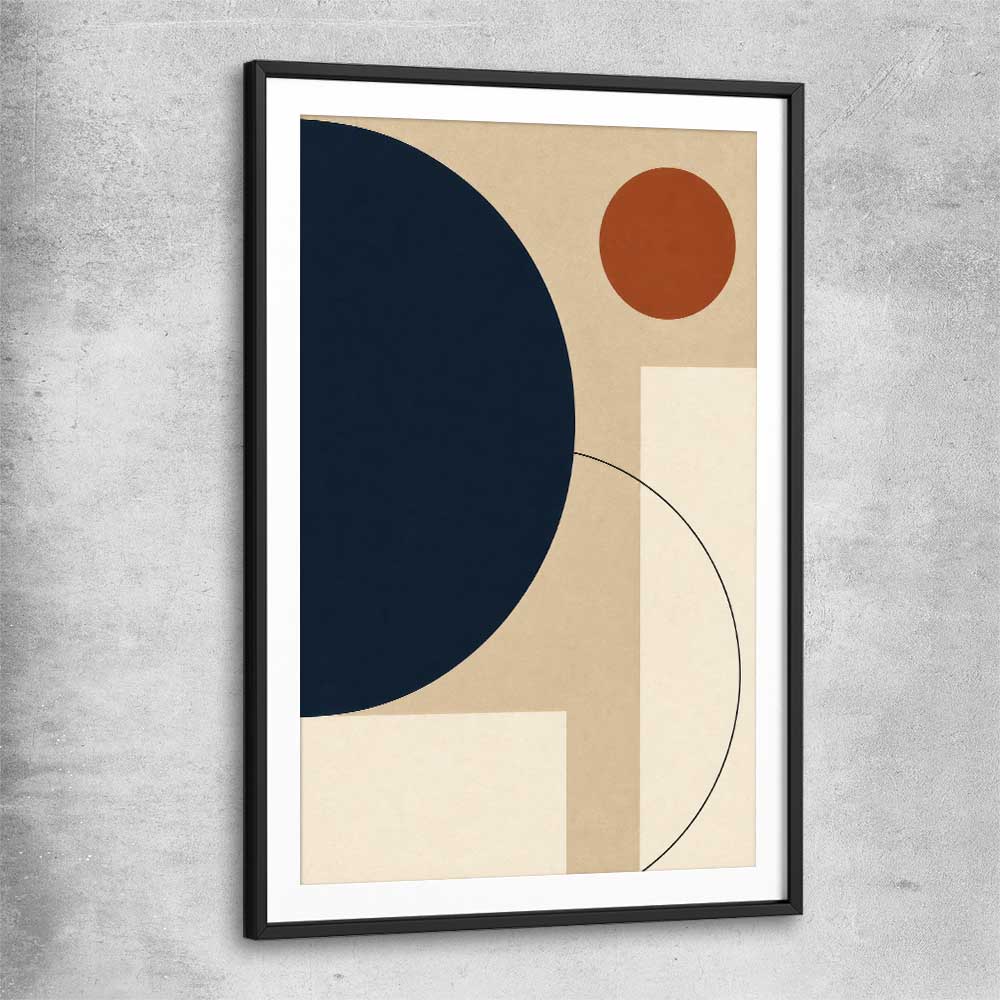 Midnight Sand Orbit black glass front frame - part of our high quality canvas abstract wall art collection