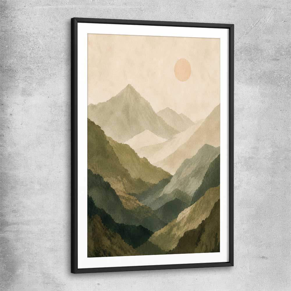 Mountain Haze black glass front frame - part of our high quality canvas abstract wall art collection