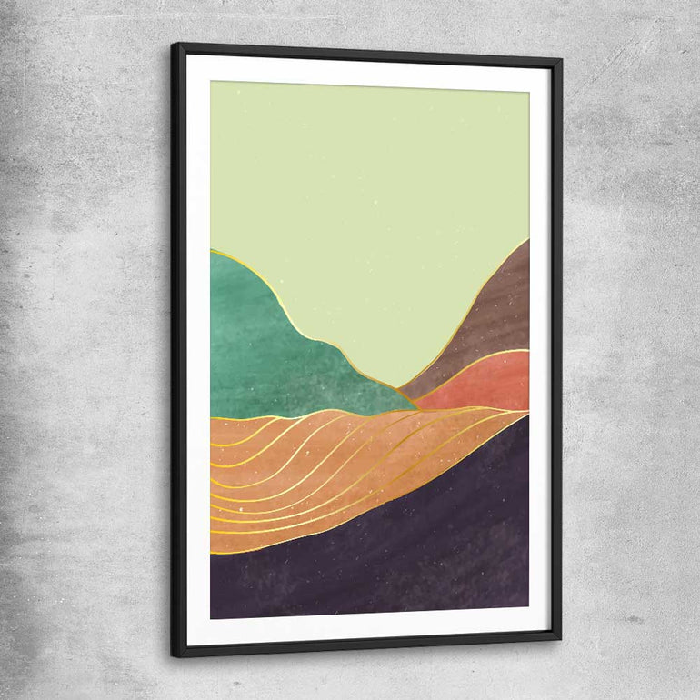 Nature Waves One black glass front frame - part of our high quality canvas abstract wall art collection