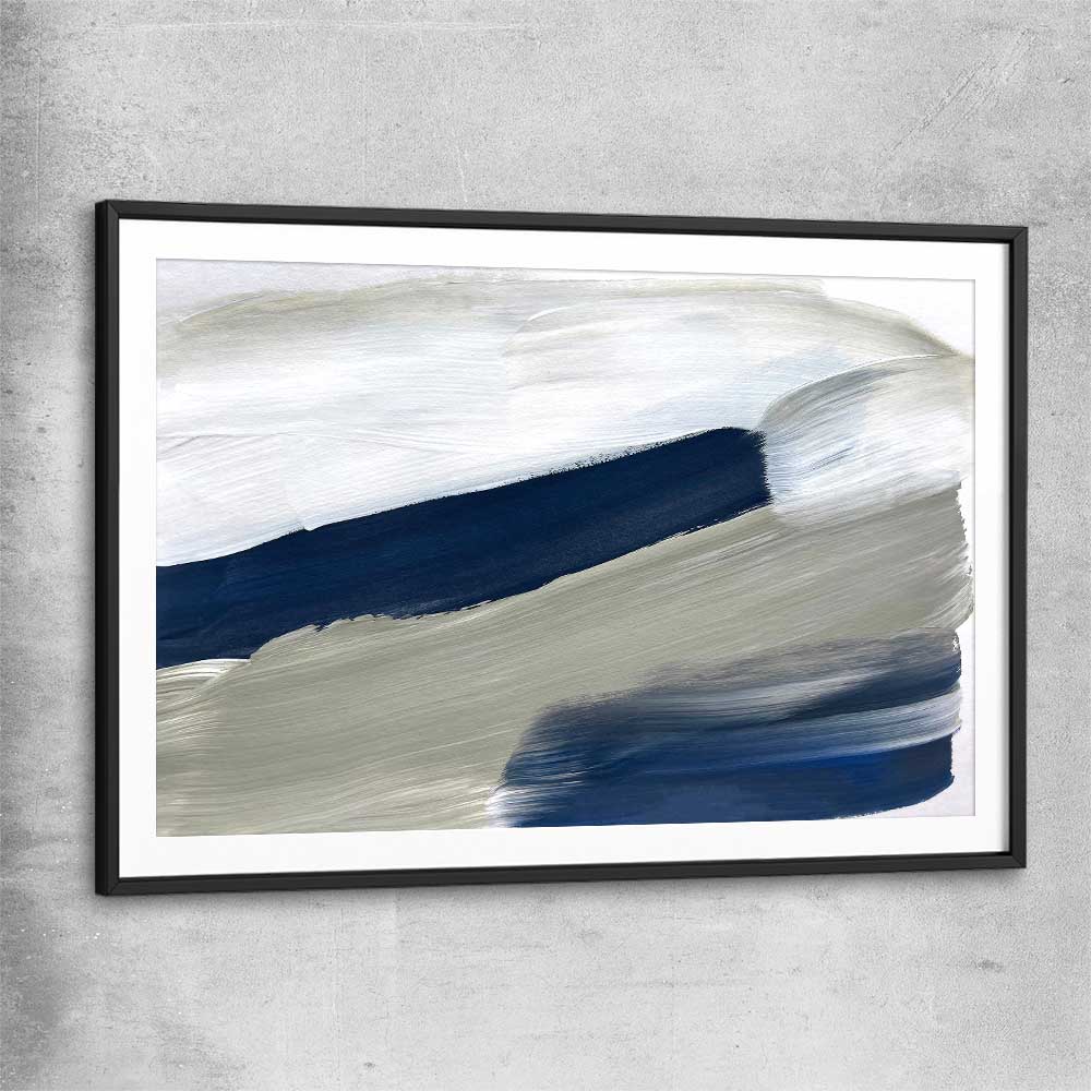 Navy Ocean black glass front frame - part of our high quality canvas abstract wall art collection
