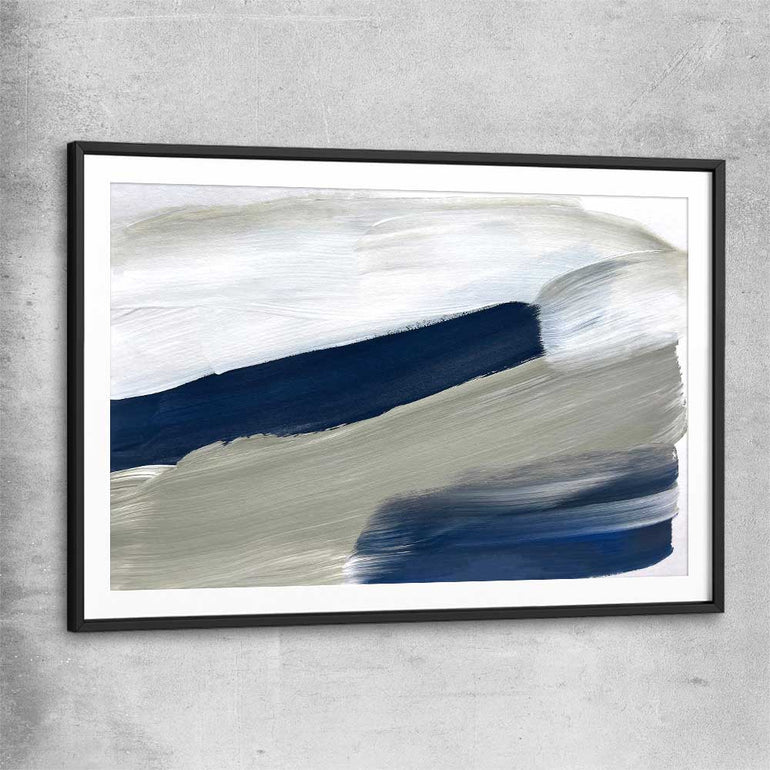 Navy Ocean black glass front frame - part of our high quality canvas abstract wall art collection