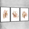 Neutral Strokes Set black glass front frame - part of our high quality canvas abstract wall art collection