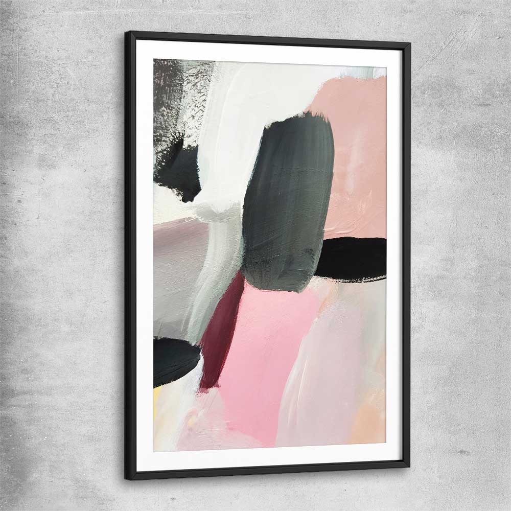 Pastel Strokes black glass front frame - part of our high quality canvas abstract wall art collection