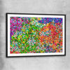 Pointillist Burst black glass front frame - part of our high quality canvas abstract wall art collection