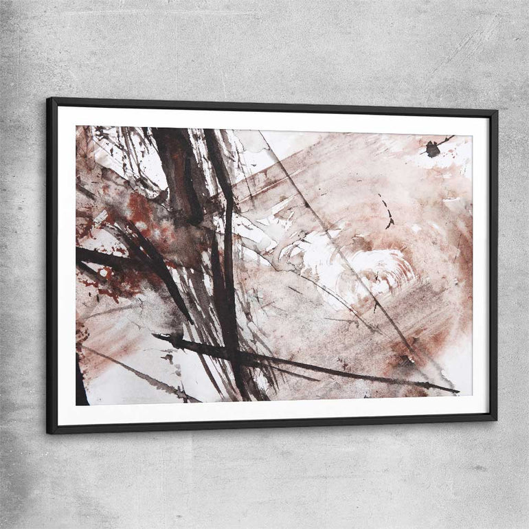 Sharp Strokes black glass front frame - part of our high quality canvas abstract wall art collection