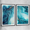 Turquoise Ocean Pair black glass front frame - part of our high quality canvas abstract wall art collection