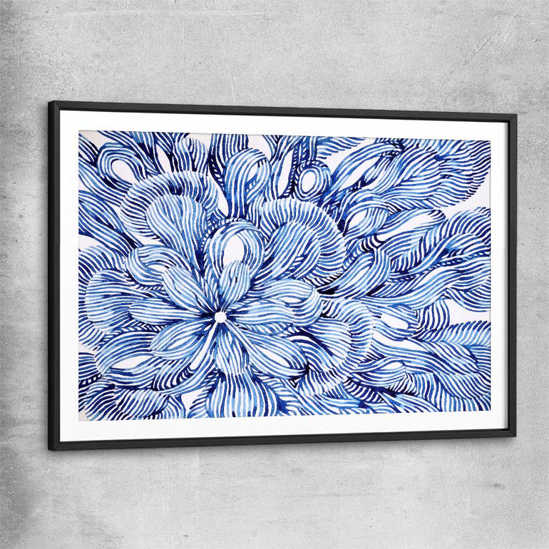 Watercolour Flowers black glass front frame - part of our high quality canvas abstract wall art collection