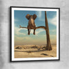 Animal wall art and canvas prints of Pondering Elephant with black glass front frame
