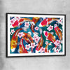 Animal wall art and canvas prints of Watercolour Carp with black glass front frame