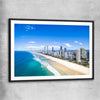 Beach and coastal wall art print of Coastal Skyline View with black glass front frame