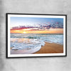 Beach and coastal wall art print of Pastel Ocean Horizon with black glass front frame