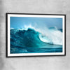 Beach and coastal wall art print of Turquoise Wave Break with black glass front frame