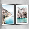 Beach and coastal wall art print of Amalfi Edge Pair with black glass front frame