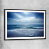 Beach and coastal wall art print of Beach Solitude with black glass front frame