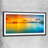 Beach and coastal wall art print of Beautiful Sunset with black glass front frame