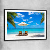 Beach and coastal wall art print of Coastal Retreat with black glass front frame